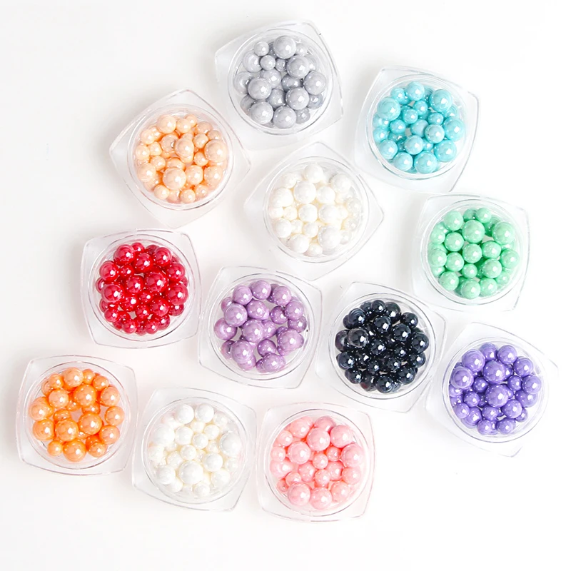 

Mix 12 Colors 3D Nail Art Decorations Mixed Size Glazed Porcelain Round Pearls Beauty Nails Accessories Manicure Set New Arrive