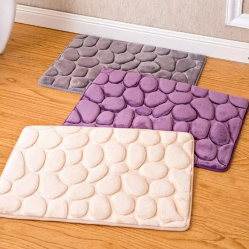 

40*60cm 3D Soft Carpet Cobblestone Memory Foam Mats Home Bathroom Toilet Door Mat Absorbent Non-slip Kitchen Floor Rug