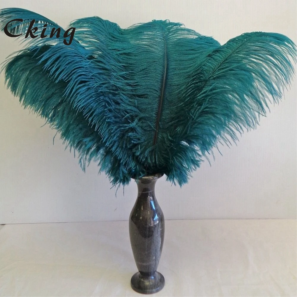 wholesale 100pcs High quality natural real peacock Blue dyed ostrich feathers 6-24inch/15-60cm diy Decorations stage performance