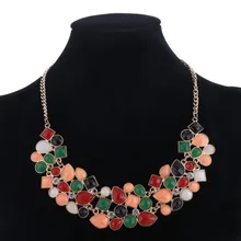 Fashion Jewelry Vintage Bohemia Women Necklaces & Pendants Link Chain Necklace Flower Gem Statement Chock Necklace For Women