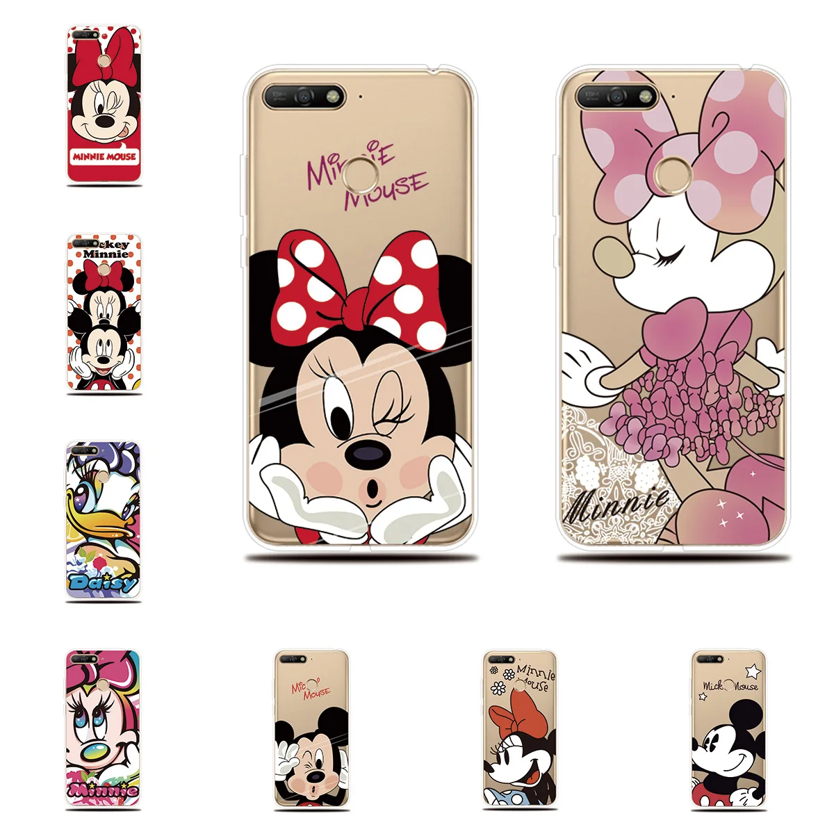 

Silicone Phone Case for Huawei Y5 Y6 Y7 Prime 2017 2018 Cover Mickey Minnie Mouse Printed Soft Shell For Huawei Y6 ii Cover Case
