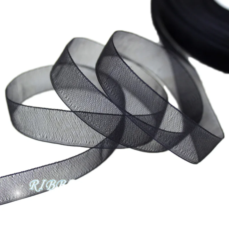 

(50 yards/roll) 12mm Organza ribbons wholesale black gift wrapping decoration Christmas ribbons