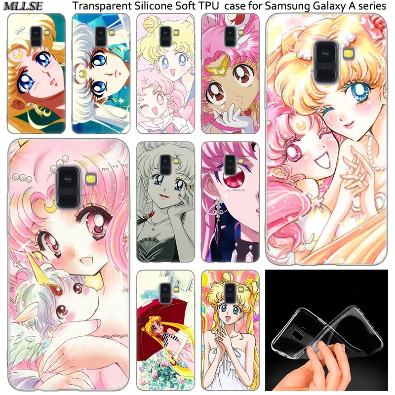

Hot Anime sailor moon Silicone Case For Samsung Galaxy A50 A30 A10 A40 A6 A8 Plus A20 E A5 A7 2018 2017 2016 Note 9 8 Cover