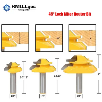 

1/2 Inch Shank 45 Degree Lock Miter Router Bit 1/4 Inch Shank Joint Router Bit Woodworking Cutter Tool
