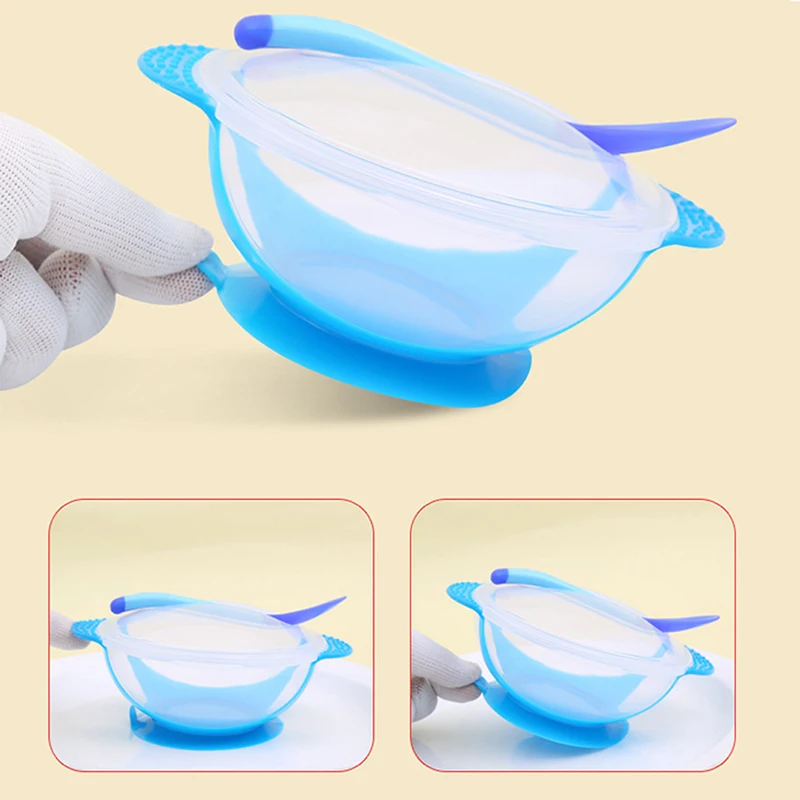 

2019 New 1pc/3Pcs/set Baby Tableware Dinnerware Suction Bowl with Temperature Sensing Spoon Baby dinner Feeding Bowls Dishes