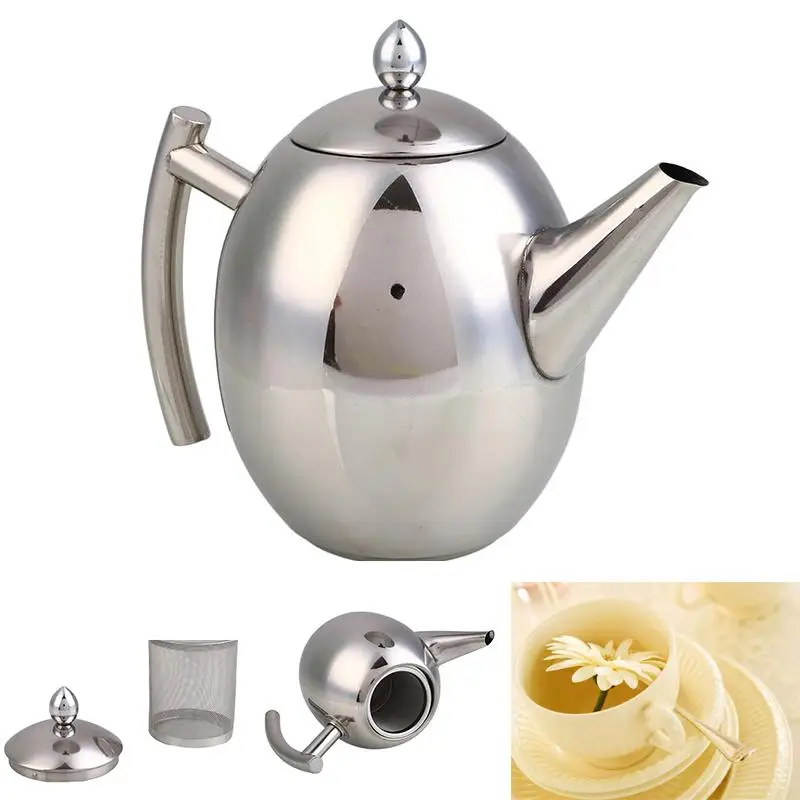 1.5L/1L Stainless Steel Kettle Teapot Coffee Pot Filter Teapot With
