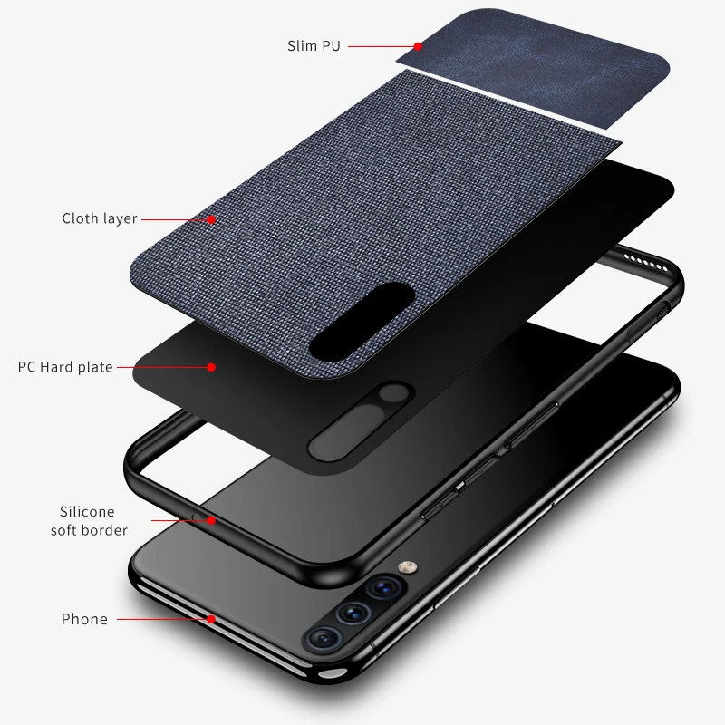 For Samsung A50 Case Cloth Fabric Silicone Edge Shockproof Case for Galaxy A7 2018 A6 A8 Plus A9 2018 A8S A9S Star Pro A30 Case
