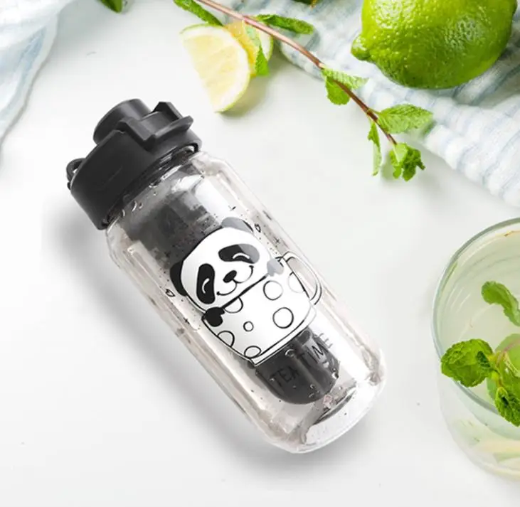 

cute panda Plastic double-deck Creative Bottle Leak-proof Drinkware Water Bottle leak-proof Water Bottle BPA Free