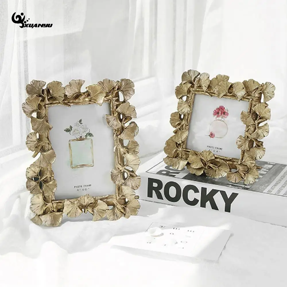 

Vintage Style Resin Apricot Leaf Photo Frame Picture Frame Ornaments Wedding Desktop Home Decor