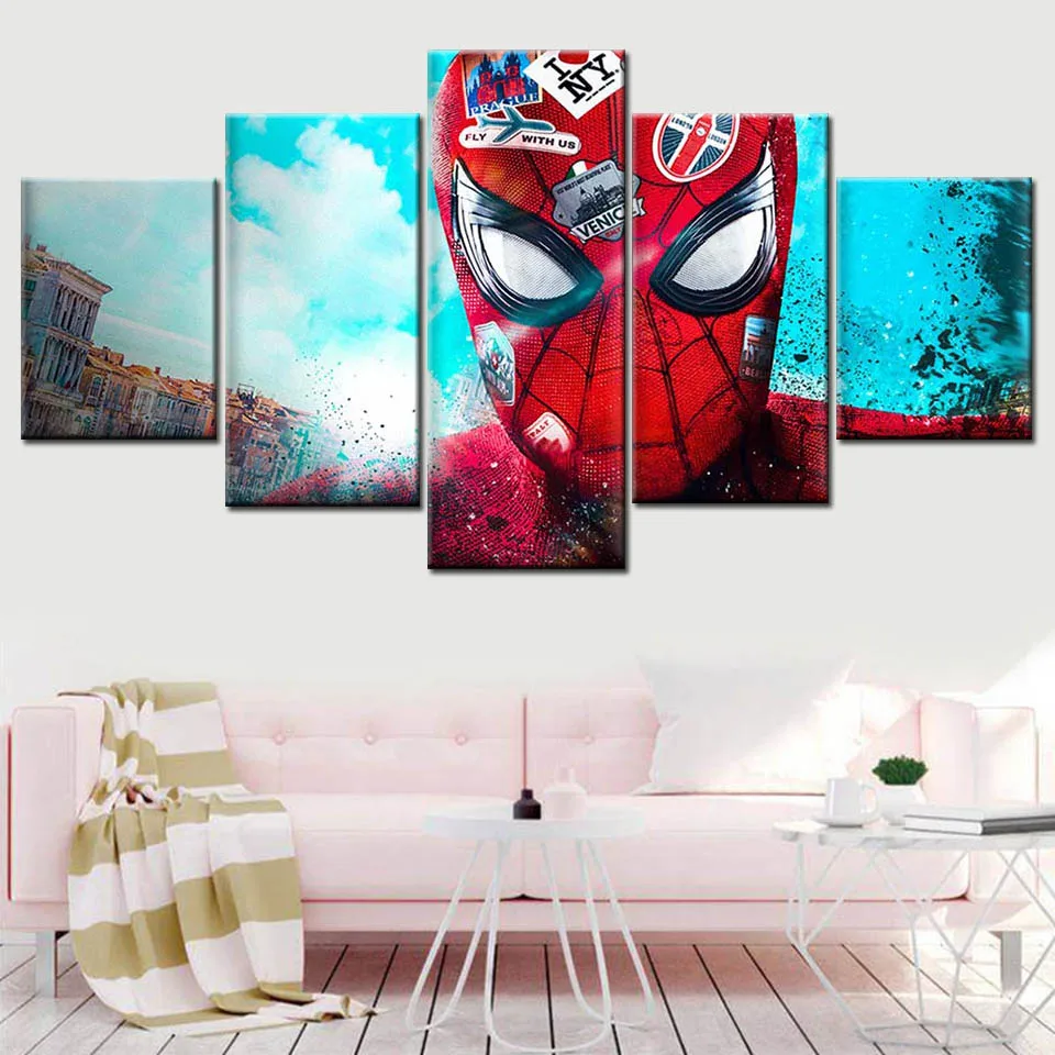 

HD Print 5 Panel Movie Spiderman Poster Home Decor Canvas Painting Modular Frame Living Room Wall Artwork Picture