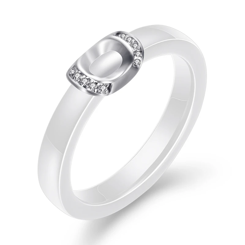 

Women Black White Ring Crystal Comfort Wedding Rings Engagement Bridal Jewelry