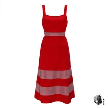 Красное повязное платье новое платье до середины икры красное открытое женское облегающее платье элегантный, На Бретельках Вечернее платье без рукавов Vestidos