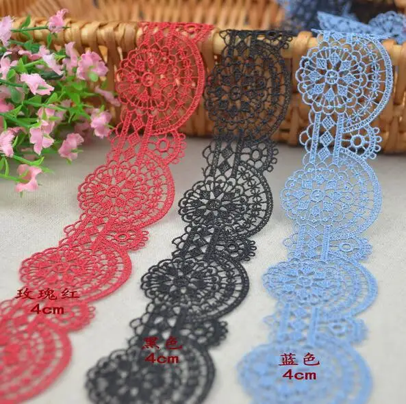 

Beautiful 3 Colors 3 Meters 4cm Width Water Soluble Flower Ribbon Sewing Craft Lace Trim Embellishment