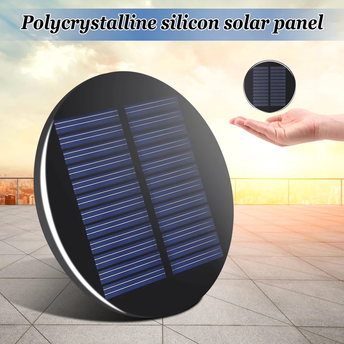 CLAITE Солнечная энергия 6 в 2 Вт 0.35A 80 мм DIY Мини поликристаллический кремниевый солнечный модуль круглая солнечная панель эпоксидная доска