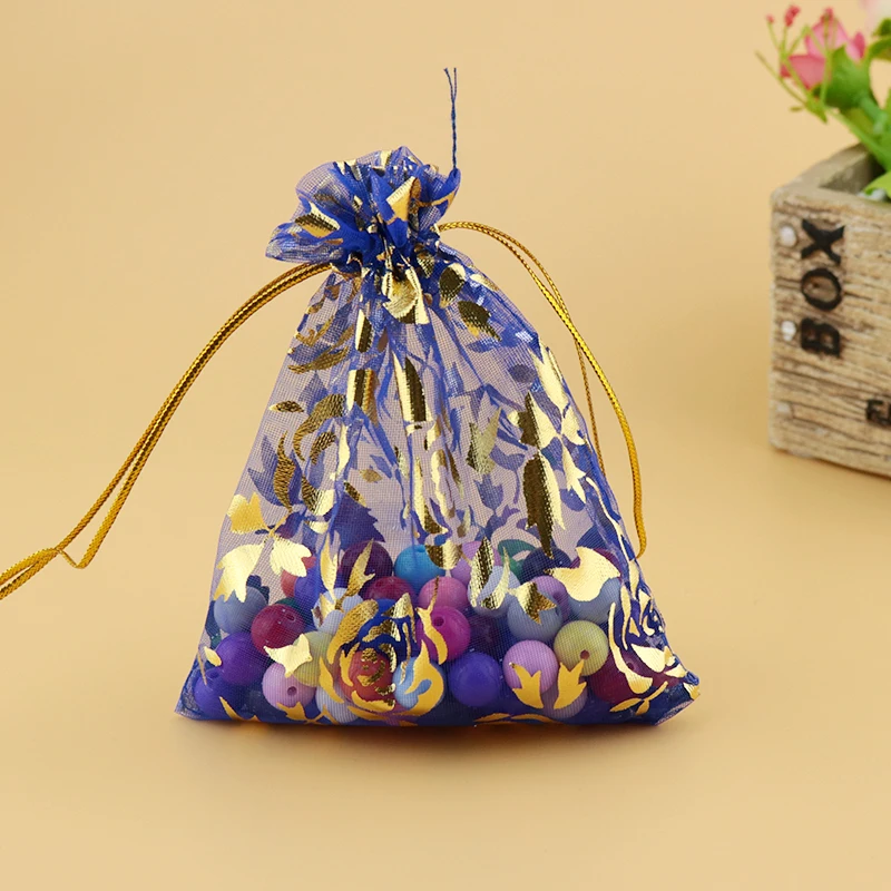 Wholesale 500pcs/lot,Drawable Royal Blue Large Organza Bags 20x30cm, Favor Wedding Gift Packing
