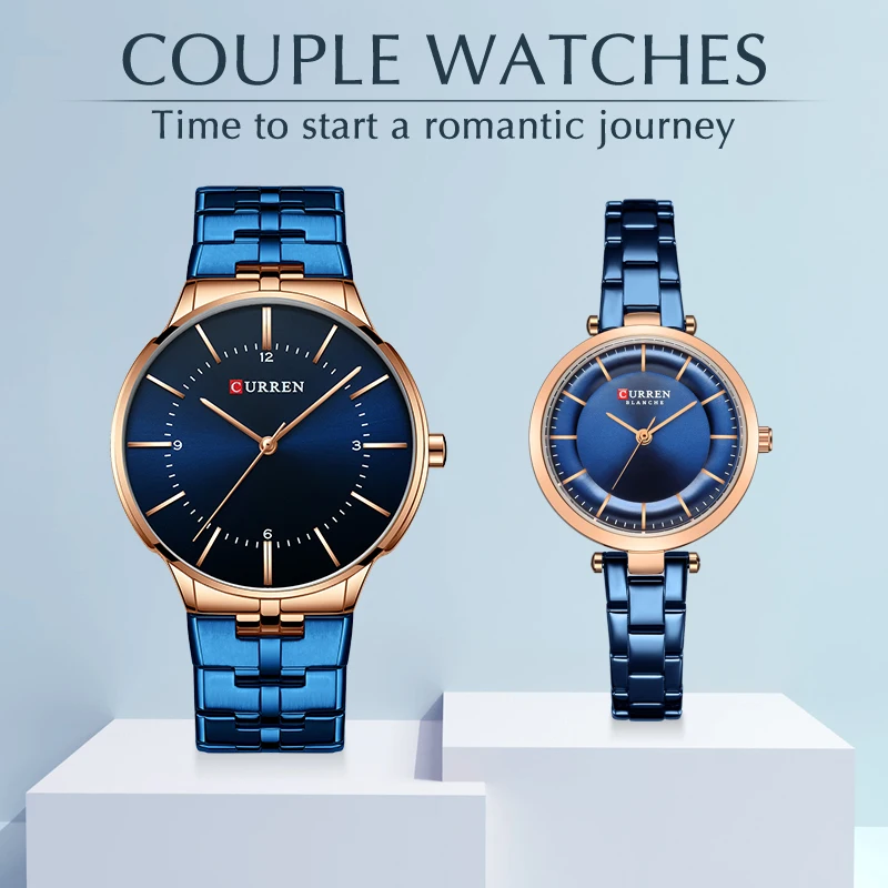 

CURREN Top Brand Luxury Women Men Couple Watch Waterproof Stainless Steel Lover Wristwatch Dress Quartz Clock Gift Set for Sale