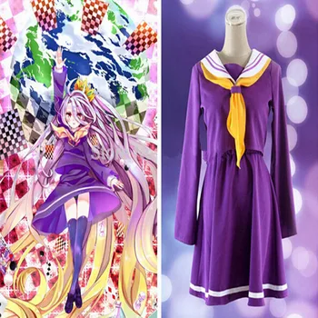 

Hot Anime Shiro No Game No Life Cosplay Costume Purple Hero Sailor Uniform Winter School Suits Christmas Dress In Stock QM004