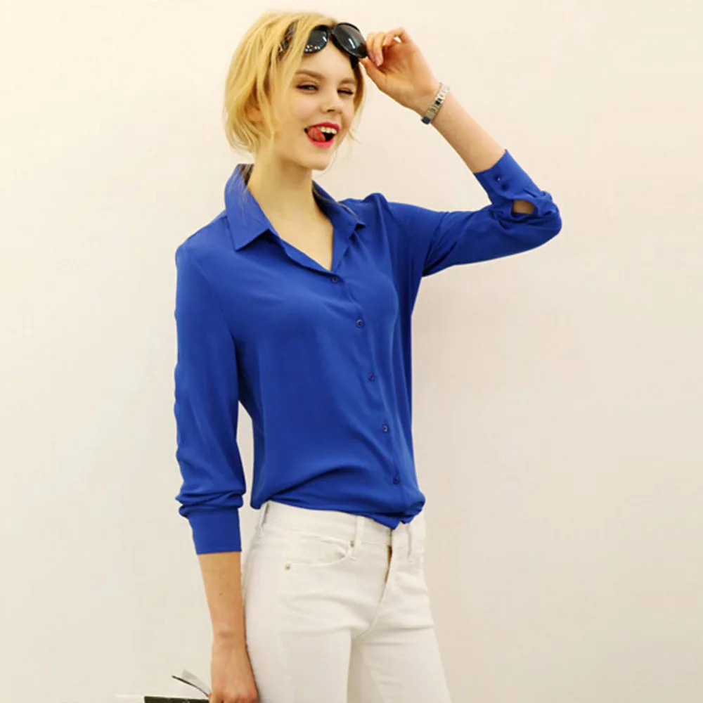 work wear women shirt blouse casual solid elegant ladies chiffon office blouse top new fashion summer formal Blusas Femininas