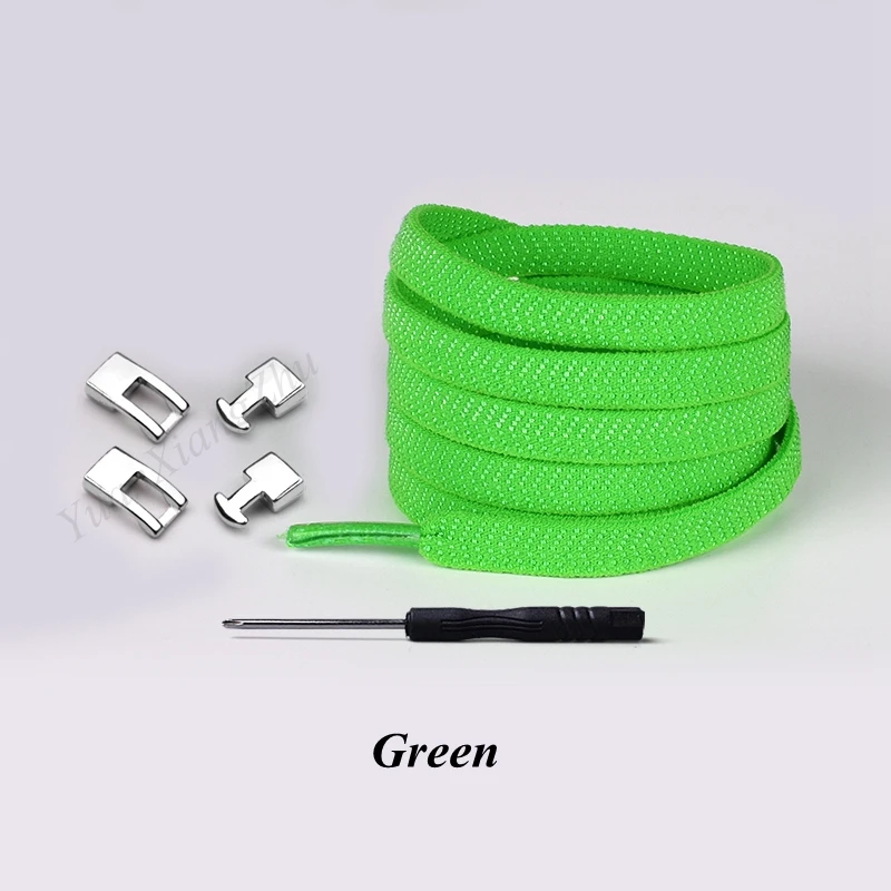 1 второй быстрый без галстука шнурки эластичный крест пряжки шнурки дети взрослые унисекс кроссовки шнурки ленивые шнурки - Цвет: Green