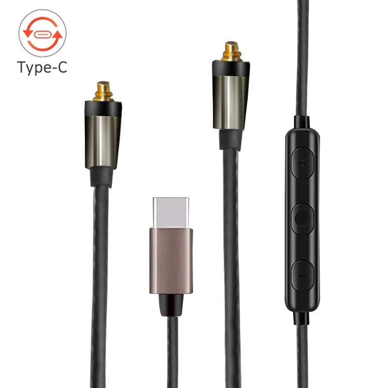 Okcsc Тип-C кабель для наушников Mmcx наушников шнуры Кнопка Управление W/микрофон для Xiaomi 6/huawei P20/Htc U11 Плюс/sony Xperia Xz2