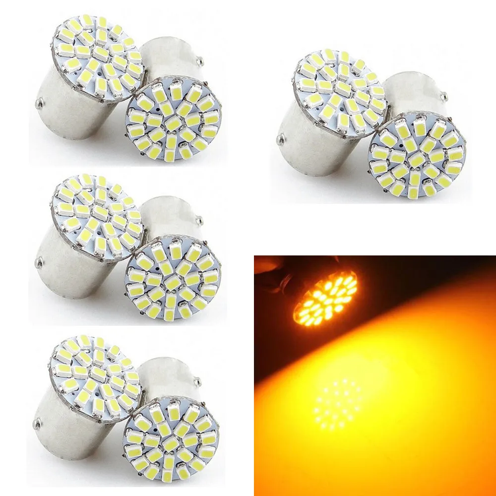 

CYAN SOIL BAY 8PCS BA15S P21W 1156 BAU15S PY21W Rear Light 22 LED Turn Signal Yellow/Amber Lamp Bulb SMD