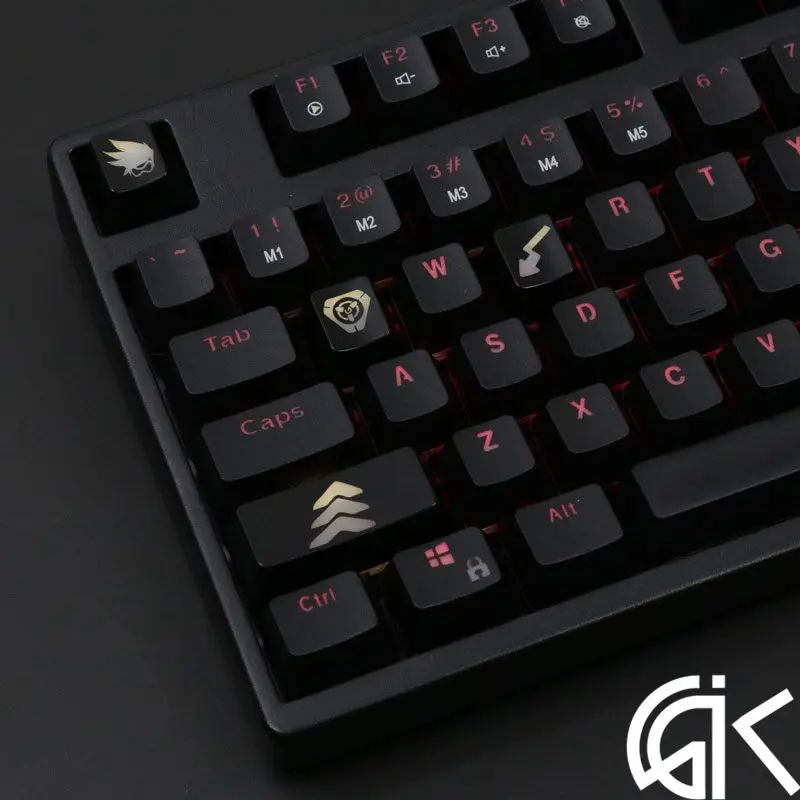 4 шт./компл. keysets подсветка OW ключ Шапки из АБС-пластика с гравировкой клавиши блеск-через для патруля gamer механическая клавиатура ANSI черный