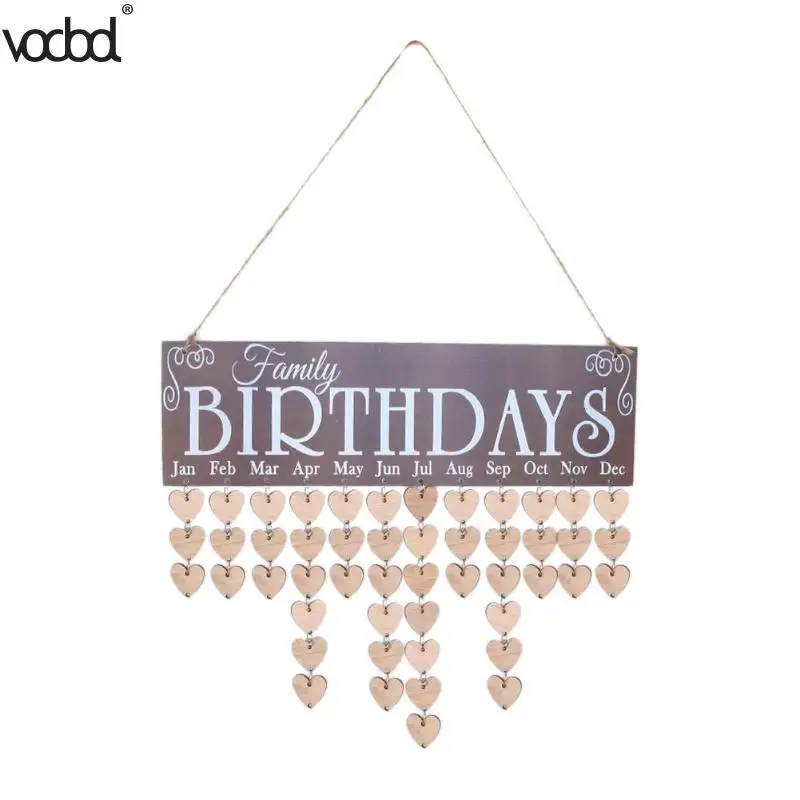 2018 DIY Wooden Calendar Heart Printed Wall Calendar Sign Special Dates Reminder Board Home Hanging Decor Birthday Gift