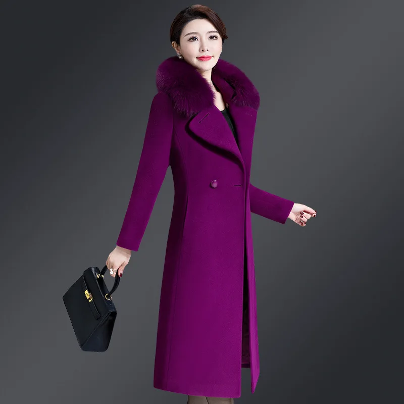 casaco feminino 2018 UK Women Plus size Autumn Winter Cassic Simple Wool Maxi Long Coat Female Robe Outerwear manteau femme