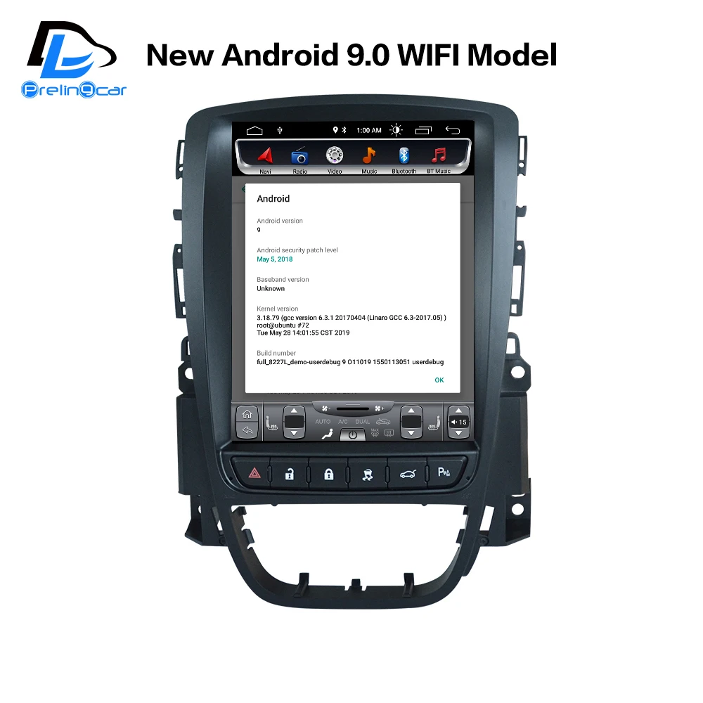  4G RAM Vertical screen android 9.0 system car gps multimedia video radio player in dash for opel AS