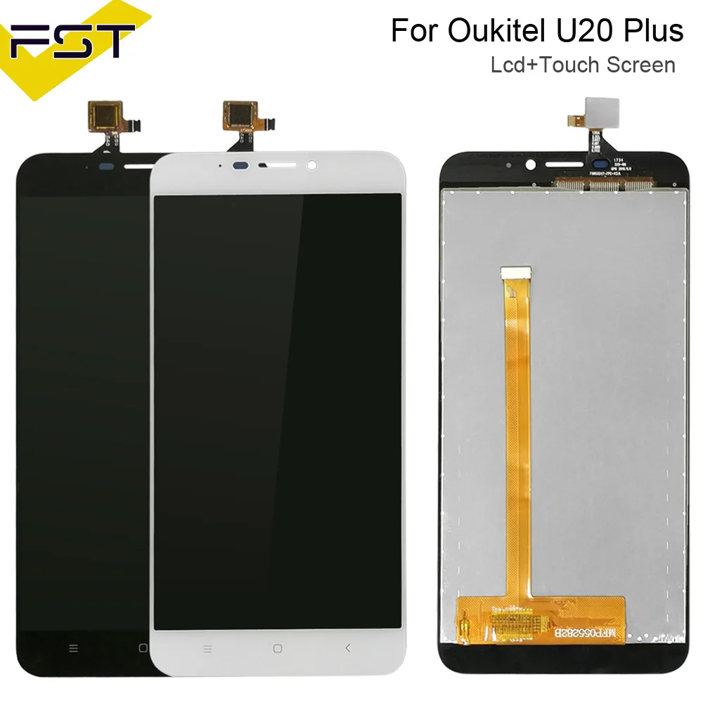 Продажа Черный белый 5,5 для Oukitel U20 Plus ЖК дисплей + кодирующий преобразователь сенсорного экрана в сборе запасные части + Инструменты + клей для U20 Plus ...