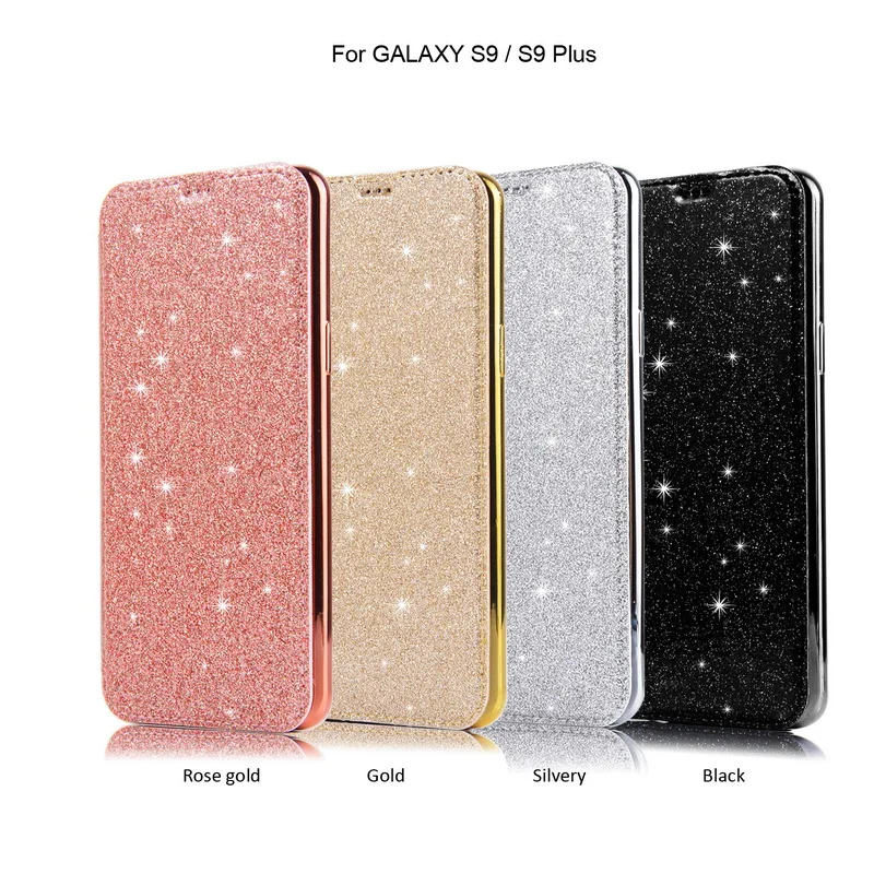 

Bling Glitter Book Flip Case For Samsung Galaxy S10 Plus S9 S8 S7 Edge S10e Note 9 8 Slim Leather+TPU Clear Back Full Cover