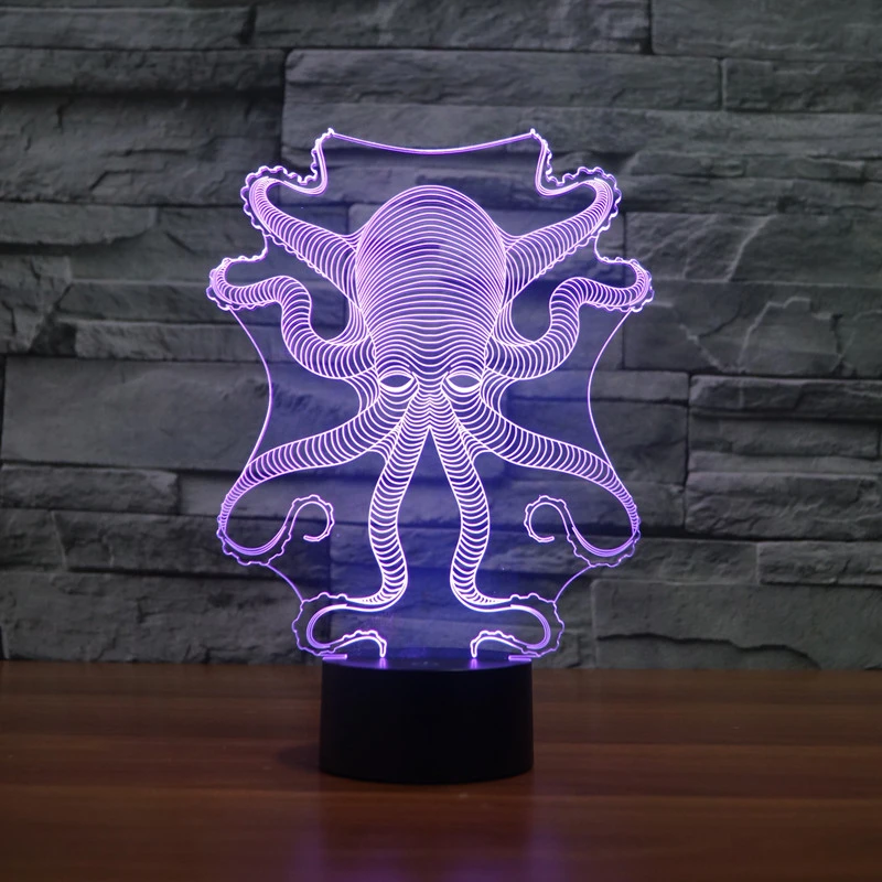 Novelty LED Octopus Visual Night Light Colorful Acrylic Touch Bulb Lamp