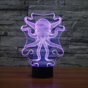 

Novelty LED Octopus Visual Night Light Colorful Acrylic Touch Bulb Lamp Sea animals Illusion Lights Bedroom Decor lighting Gift