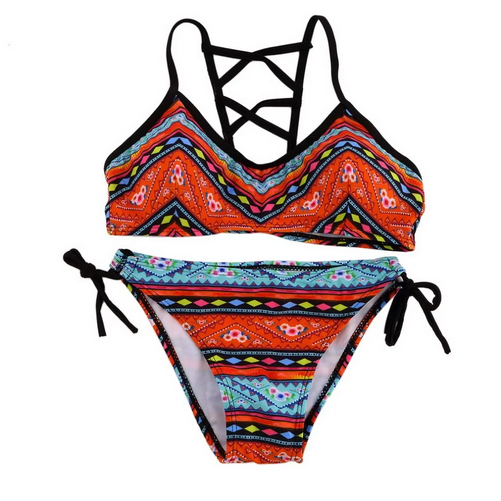 2017 Stylish Popular Women Sexy Bandeau Bikini Set Push Up Bra Swimsuit Retro Beachwear Swimwear 