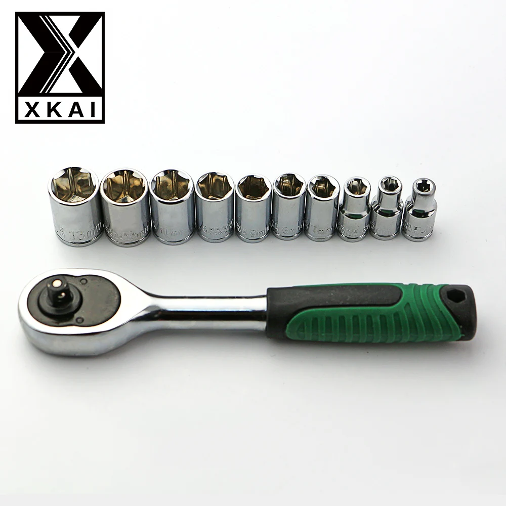 XKAI 1/4 "4-13 мм, торцевой гаечный ключ голова Метрическая гаечная головка набор торцевой комплект болт шестигранник Аллен голова крутящий