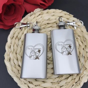 

200pc Lead-free 2oz stainless steel mini flask with keychain, Personalized logo is Available