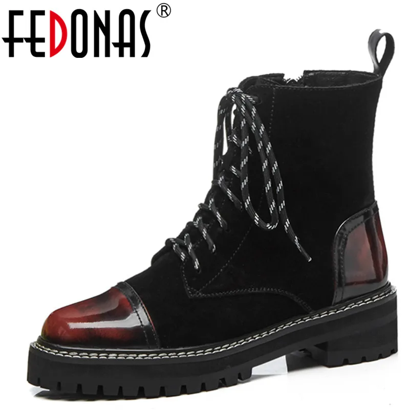 

FEDONAS 1Fashion Women Ankle Boots Autumn Winter Warm Cow Suede Square Heels Shoes Woman Round Toe Retro Quality Ladies Boots