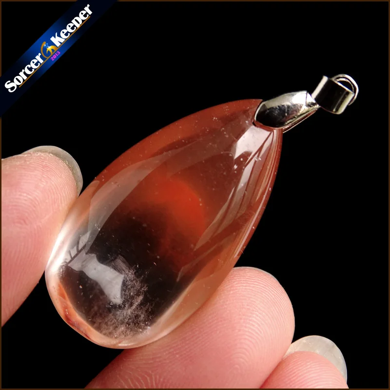 Для женщин Jewelry Цепочки и ожерелья Мода Редкие натуральный камень красный кролик волосы мех Рутиловый Кварц полированный кулон YS263
