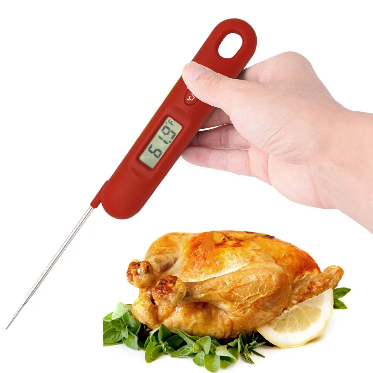 Barbecue Meat Thermometer Pen LED Electronic Digital Kitchen Foldable
