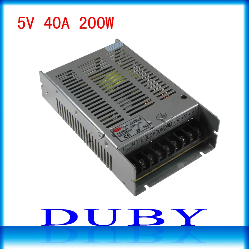 

100piece/lot New model 5V 40A 200W Switching power supply Driver For LED Light Strip Display Factory Supplier Free Fedex