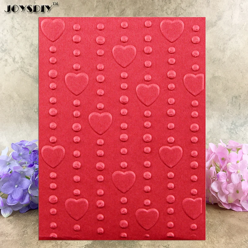 Love Hearts with Dots DIY Scrapbook Bump Plastic Embossing Folder For