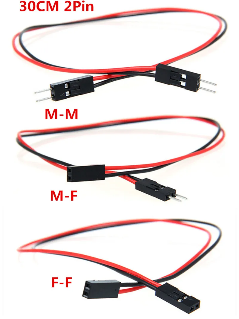 50 шт./лот кабели DuPont 30 см 2pin AWG26 макетная плата соединительные провода M-M F-F для