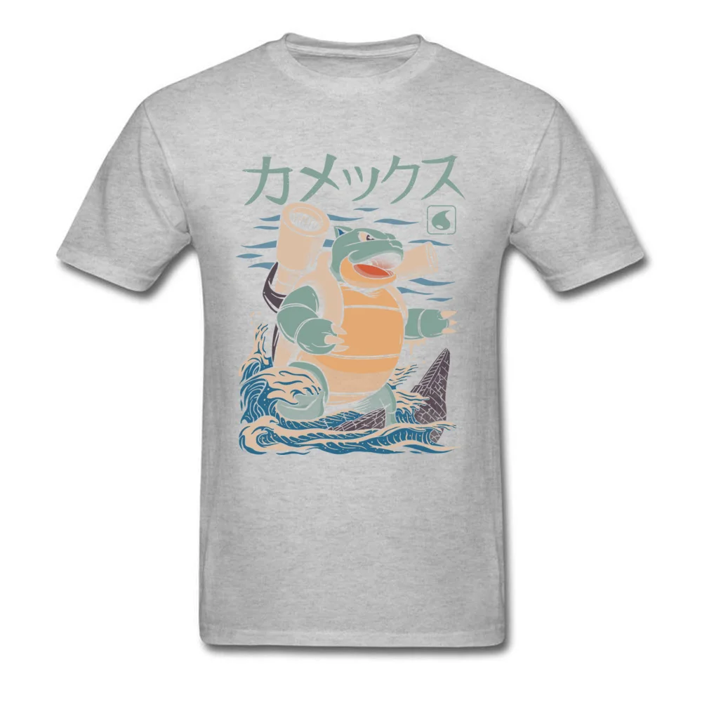 Water Kaiju Cotton Fabric Tops Shirts for Students Print T Shirt Casual Graphic Round Collar Sweatshirts Short Sleeve Water Kaiju grey