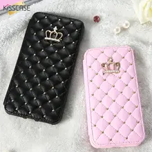 Kisscase Рейн S тон ювелирное блеск Флип ca s e s для iPhone 6 6S 7 7 plu s ca S E милый розовый слот для карты Kick S tand для iPhone 7 ca s e