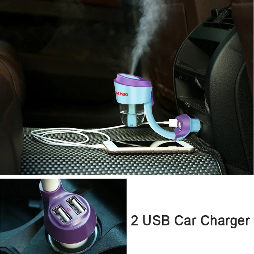 

KBAYBO New 12 V Verbeterde Auto Luchtreiniger Luchtbevochtiger Geurverspreider Olie Diffuser Mist Maker Fogger Auto USB lader