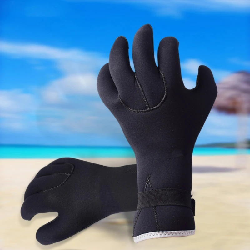 Зимние рыболовные черные перчатки Новые перчатки для дайвинга Ныряние с трубкой морской противоскользящие Подводные охотничьи противоскользящие холодные теплые перчатки