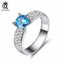 ORSA JEWELS Роскошные обручальные кольца с 0,8 карат круглой формы океанского голубого AAA кубического циркония для женщин, модные ювелирные изделия OR144