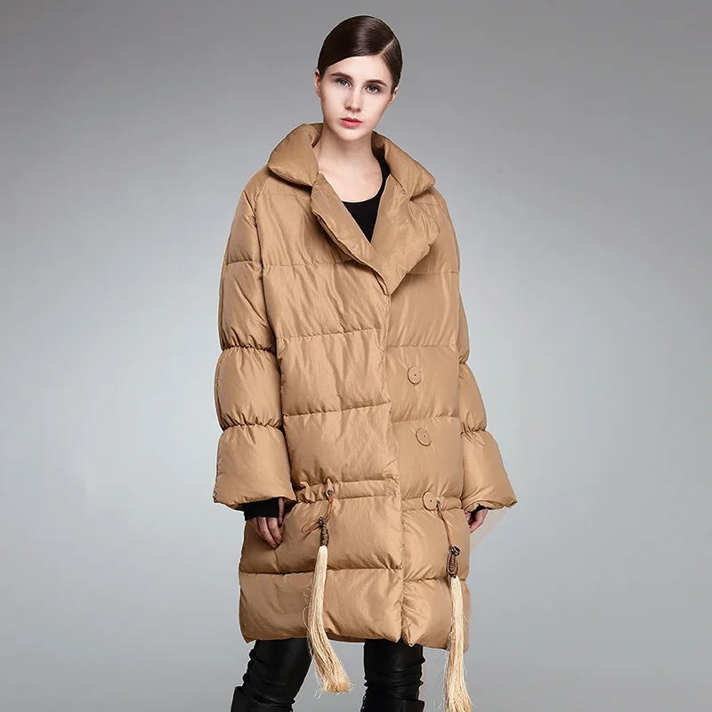 Hiver Nouvelle Manteau Ourlet Gland gray Lanmrem Mode Chaud Tournent Veste Long Vers Black De Le Jaqueta khaki Ye960 Noir Femelle Bas 2018 Type Feminina 4qfw0wx