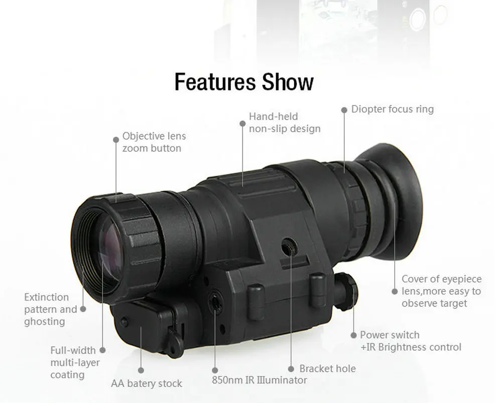 Night Vision Riflescope Monocular Device PVS-14 Night Vision Goggles Digital IR Hunting Trail Telescope for Rifle Scopes Helmet Night Vision Riflescope Monocular Device PVS-14 Night Vision Goggles Digital IR Hunting Trail Telescope for Rifle Scopes Helmet