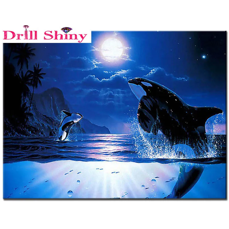 

Full Drill Square Diamond 5D DIY Diamond Painting Sea Dolphin Diamond Embroidery Cross Stitch Rhinestone Mosaic Painting
